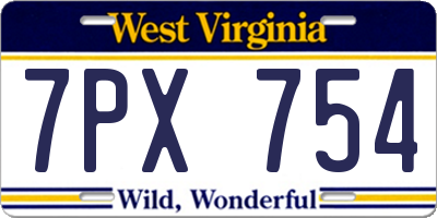 WV license plate 7PX754