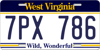 WV license plate 7PX786