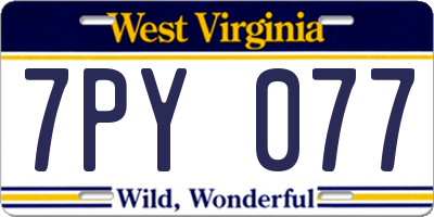 WV license plate 7PY077