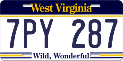 WV license plate 7PY287