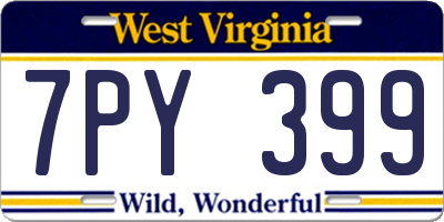 WV license plate 7PY399
