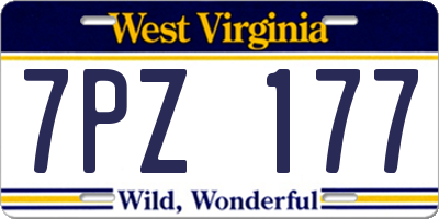 WV license plate 7PZ177