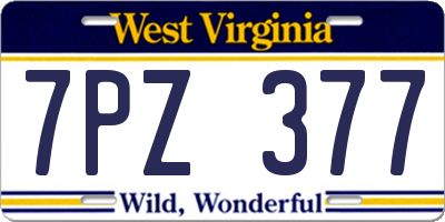WV license plate 7PZ377
