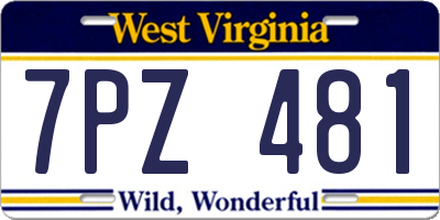 WV license plate 7PZ481