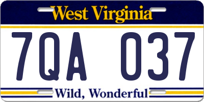 WV license plate 7QA037