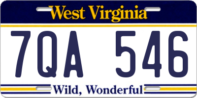 WV license plate 7QA546
