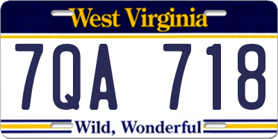 WV license plate 7QA718