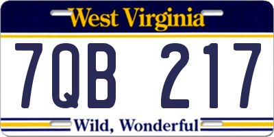 WV license plate 7QB217