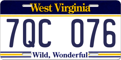 WV license plate 7QC076