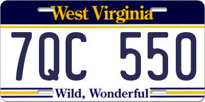 WV license plate 7QC550