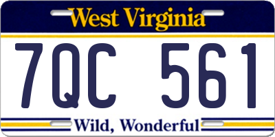 WV license plate 7QC561