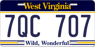WV license plate 7QC707