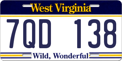 WV license plate 7QD138