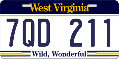 WV license plate 7QD211