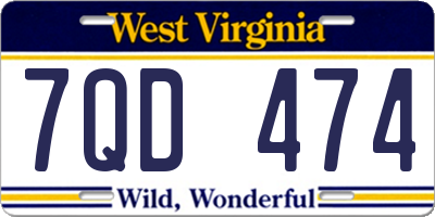 WV license plate 7QD474