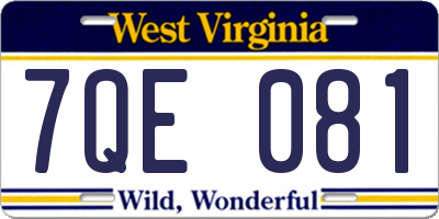 WV license plate 7QE081