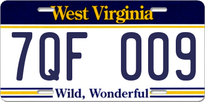 WV license plate 7QF009