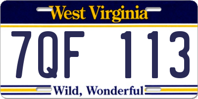 WV license plate 7QF113
