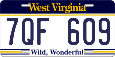 WV license plate 7QF609