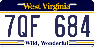 WV license plate 7QF684