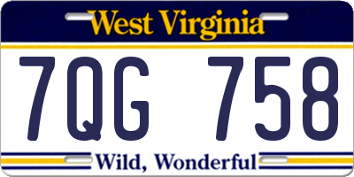 WV license plate 7QG758