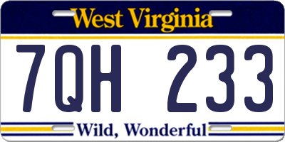 WV license plate 7QH233