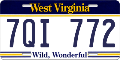 WV license plate 7QI772