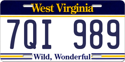 WV license plate 7QI989