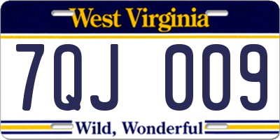 WV license plate 7QJ009