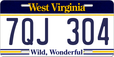 WV license plate 7QJ304