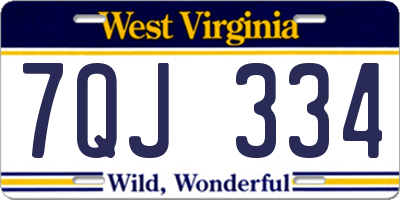 WV license plate 7QJ334