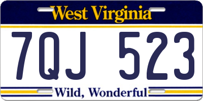 WV license plate 7QJ523