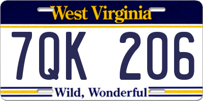 WV license plate 7QK206