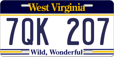 WV license plate 7QK207