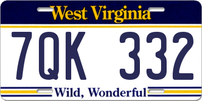 WV license plate 7QK332