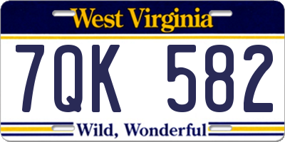 WV license plate 7QK582