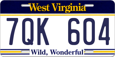 WV license plate 7QK604