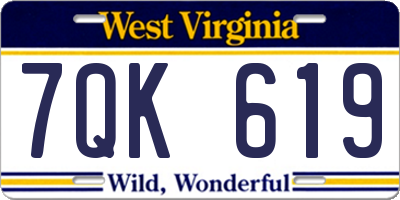 WV license plate 7QK619