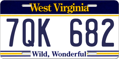 WV license plate 7QK682