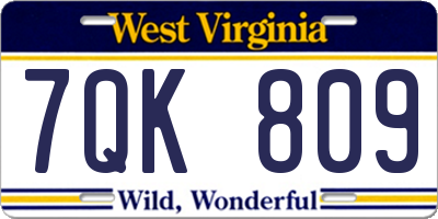 WV license plate 7QK809