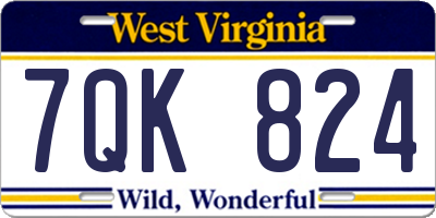 WV license plate 7QK824