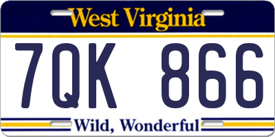 WV license plate 7QK866