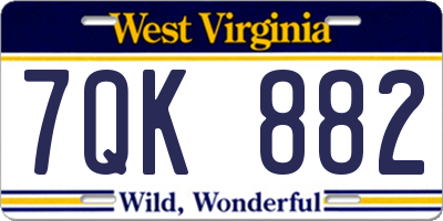 WV license plate 7QK882
