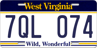 WV license plate 7QL074