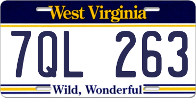 WV license plate 7QL263