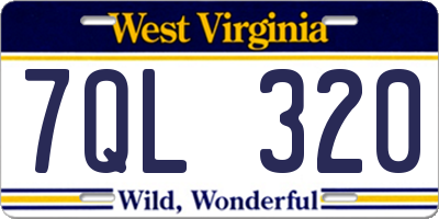WV license plate 7QL320
