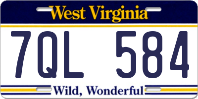 WV license plate 7QL584