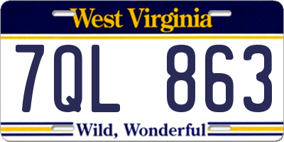 WV license plate 7QL863