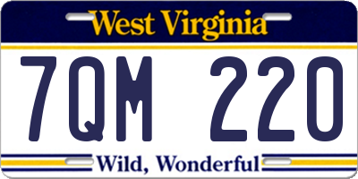 WV license plate 7QM220