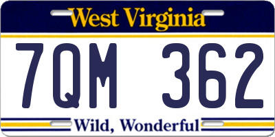 WV license plate 7QM362